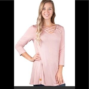 Simply Southern Solid Cross Tunic Top Sz M NWT